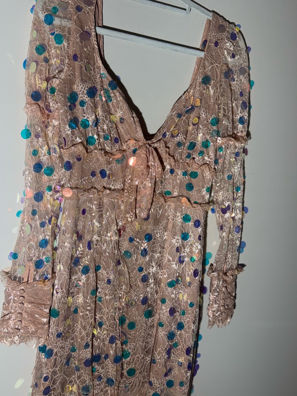 NWT For Love & Lemons Ace Sequin Lace Maxi Dress | Large - Picture 8 of 13
